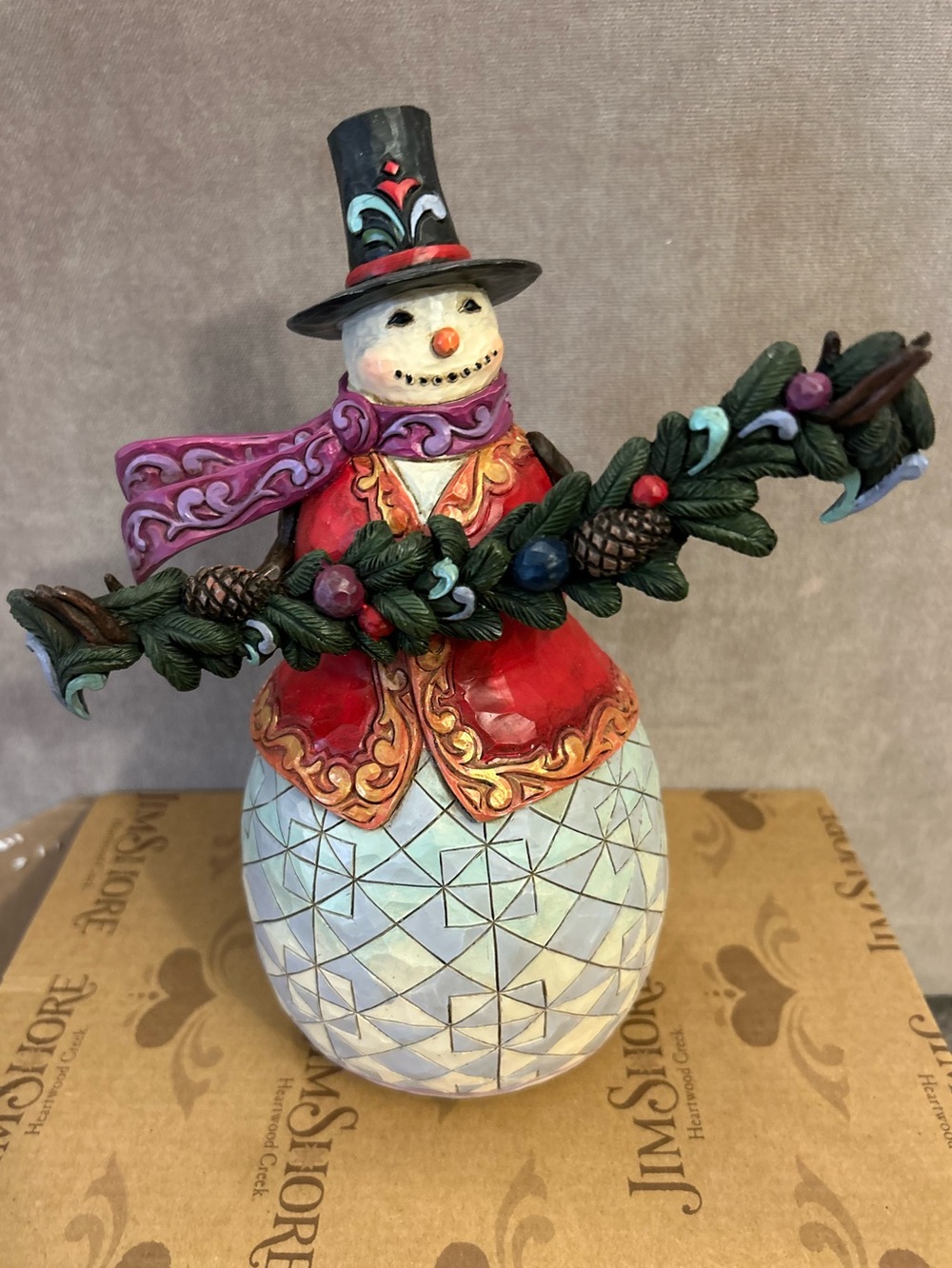 NIB Jim Shore Trimmed With Good Tidings Snowman - 2012 Heartwood Collection